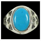 Sterling silver turquoise ring, signed, size 11.5,