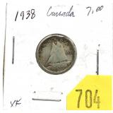 1938 Canadian dime