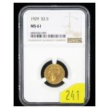 1929 $20 Gold Indian Head quarter Eagle, NGC slab