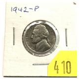 1942 Jefferson nickel, 35% silver