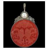 Sajen sterling silver cinnabar and pearl