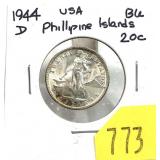 1944-D Philippines 20-cents