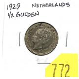 1929 Netherlands 1/2 gulden