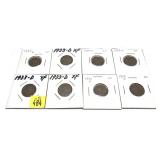 x8- 1933-D Lincoln cents -x8 cents -Sold by the