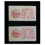 Lot, 2 US Booklets w/ 24 one-cent stamps,