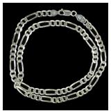 Sterling silver 20" figaro chain necklace,