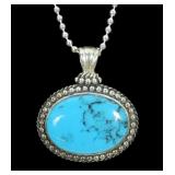 Sterling silver turquoise pendant and 17" sterling