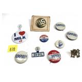 Lot, pinbacks, 10 pcs.