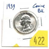 1939 Washington quarter, BU