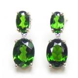 10K Yellow gold oval cut chrome diopside earrings