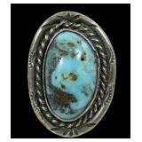Sterling silver turquoise, signed, size 6,