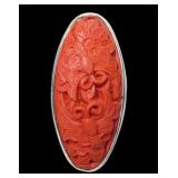 Sajen sterling silver carved cinnabar ring,