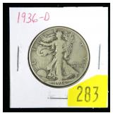 1936-D Walking Liberty half dollar