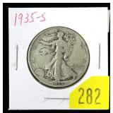 1935-S Walking Liberty half dollar
