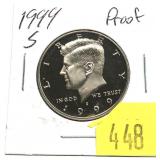 1999-S Proof Kennedy half dollar