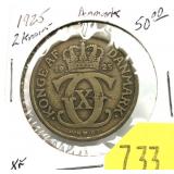 1925 Denmark 2 kroner coin