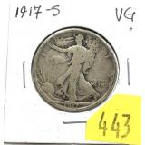 1917-S Walking Liberty half dollar