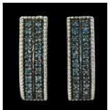 Sterling silver pave blue diamond stirrup