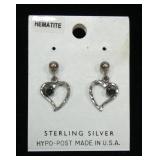 Sterling silver post earrings with open heart and