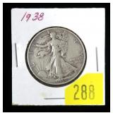 1938 Walking Liberty half dollar