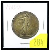 1936-S Walking Liberty half dollar