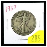 1937 Walking Liberty half dollar