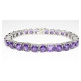 Sterling silver 7" round cut amethyst bracelet