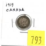 1919 Canadian 5-cent silver