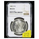 1882-S Morgan dollar, NGC slab certified MS-63