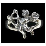 Sterling silver figural cupid ring, new, size 8
