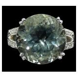 Sterling silver round fancy cut green amethyst