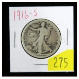 1916-S Walking Liberty half dollar