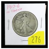 1917-D Obverse Walking Liberty half dollar