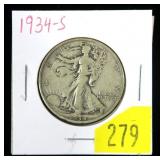 1934-S Walking Liberty half dollar