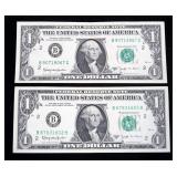 x2- $1 Federal Reserve notes, series of 1963B -x2