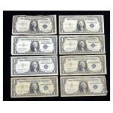 x8- $1 Silver certificates, series of 1935/57 -x8