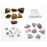 Lot, tumbled tiger eye and lepidolite, calcite