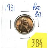 1931 Lincoln cent, Unc.