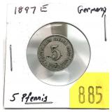 1897E German 5 pfennig