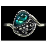 Sterling silver dentil set teardop shape blue paua