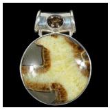 Sajen round stone pendant with smoky quartz