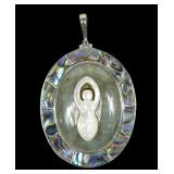 Sajen sterling silver carved and inlaid mother of