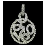 Judith Ripka sterling silver and CZ "Love" pendant