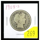 1908-S Barber half dollar