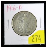 1916-D Walking Liberty half dollar