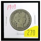 1909 Barber half dollar