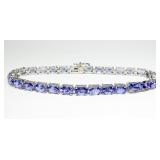 Sterling silver 7.5" oval cut tanzanite bracelet