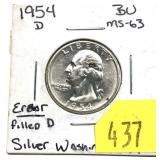 1954-D Washington quarter, BU
