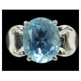 Sterling silver oval cut basket set blue topaz