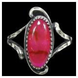 Sterling silver split shaft pink paua ring, new,